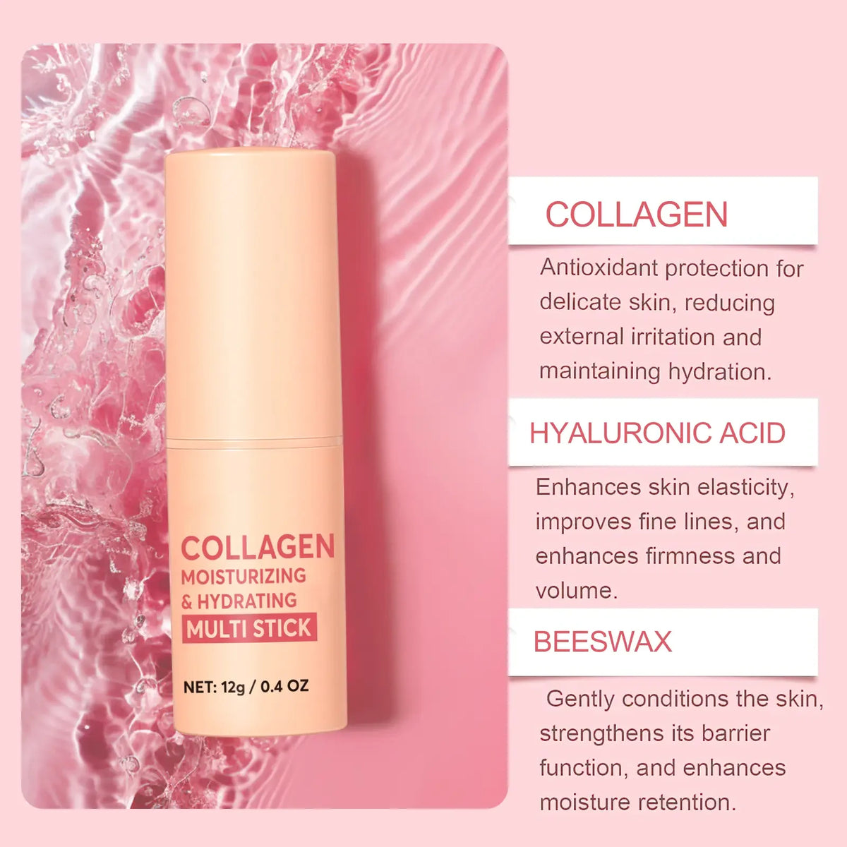 Collagen-Infused 2-in-1 Lip & Cheek Glow Stick, Long-Lasting Moisturizing & Hydrating