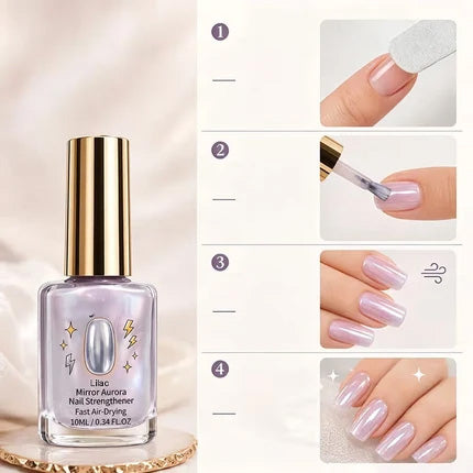 ⏰Lilac Mirror Nail Strengthener – Glossy Aurora Shine & Fast Air-Dry