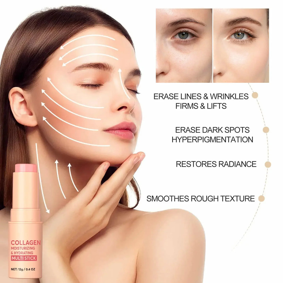 Collagen-Infused 2-in-1 Lip & Cheek Glow Stick, Long-Lasting Moisturizing & Hydrating