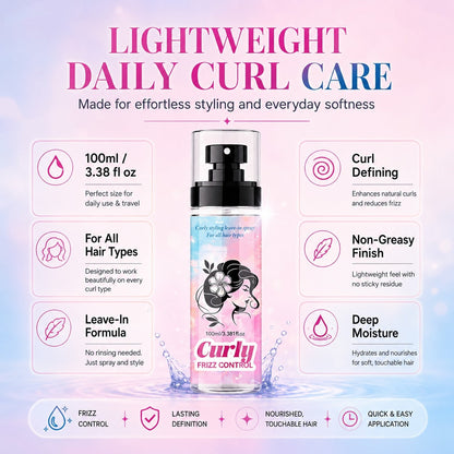 Peach-Scented Curly & Setting Spray - Lightweight, Bouncy Hair & Long-Lasting Hold