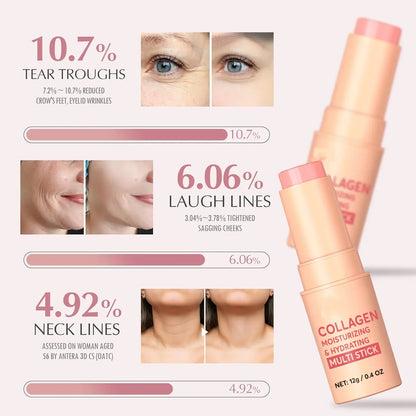 Collagen-Infused 2-in-1 Lip & Cheek Glow Stick, Long-Lasting Moisturizing & Hydrating