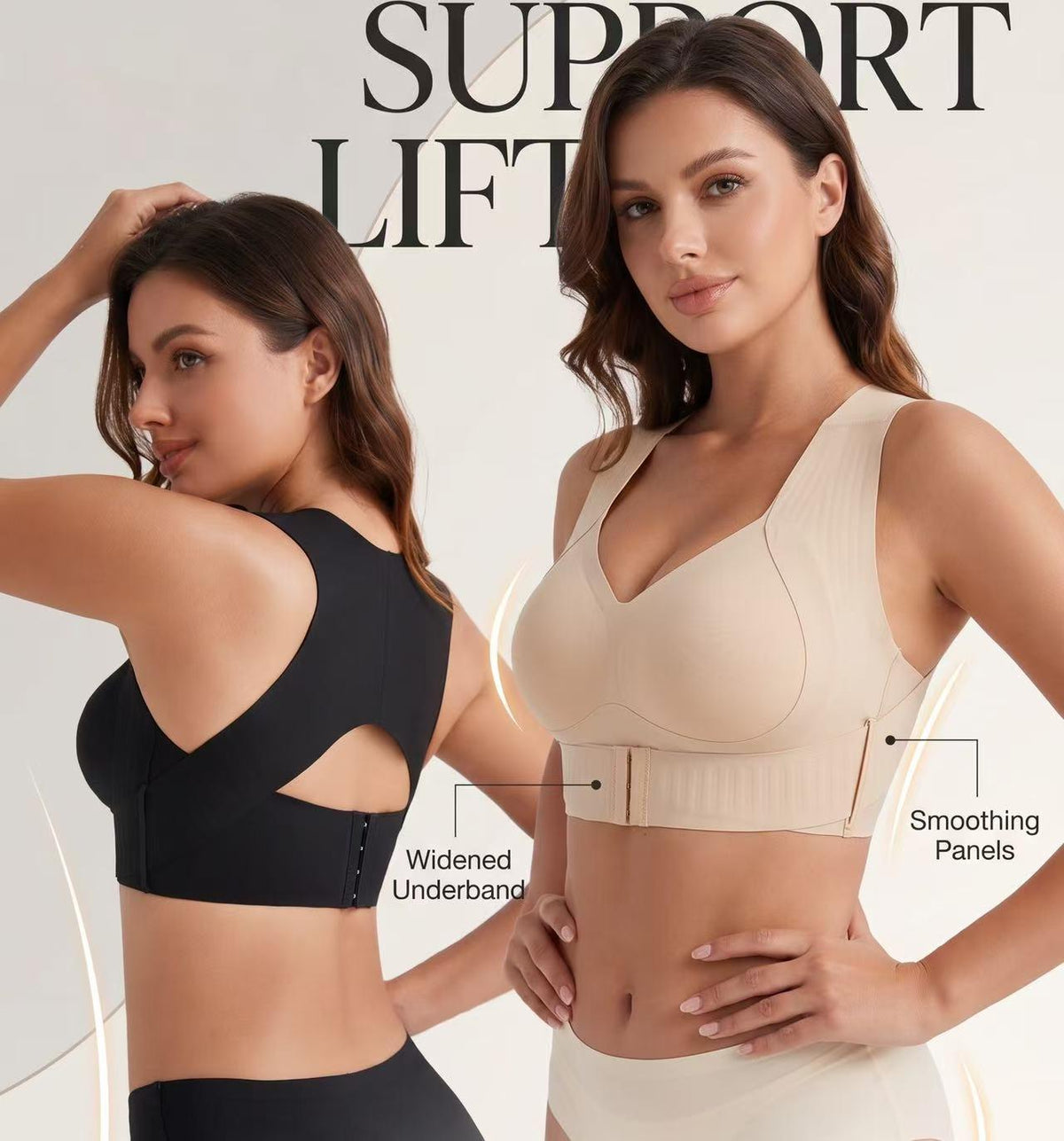 LAST DAY - BUY 1 GET 1 FREE😍Women’s Push-Up Posture Support Bra – Wireless Front-Closure Shaping Bra with Back-Smoothing Support, Wide Straps & Molded Cups