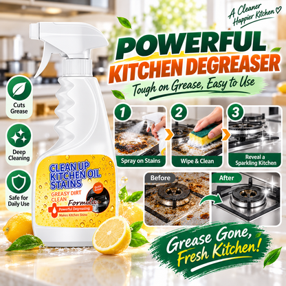 🏆 Heavy-Duty Kitchen Degreaser Spray – Fast Grease Remover 🍑