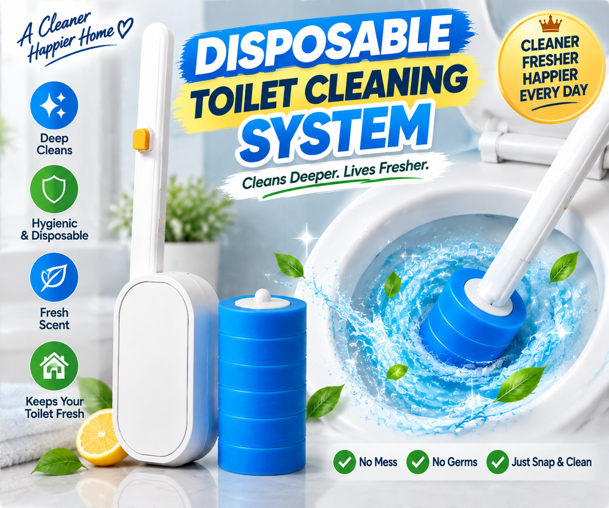 Disposable Toilet Brush Set with Wall-Mounted Holder