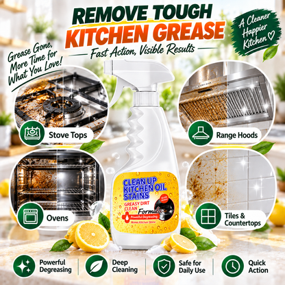🏆 Heavy-Duty Kitchen Degreaser Spray – Fast Grease Remover 🍑