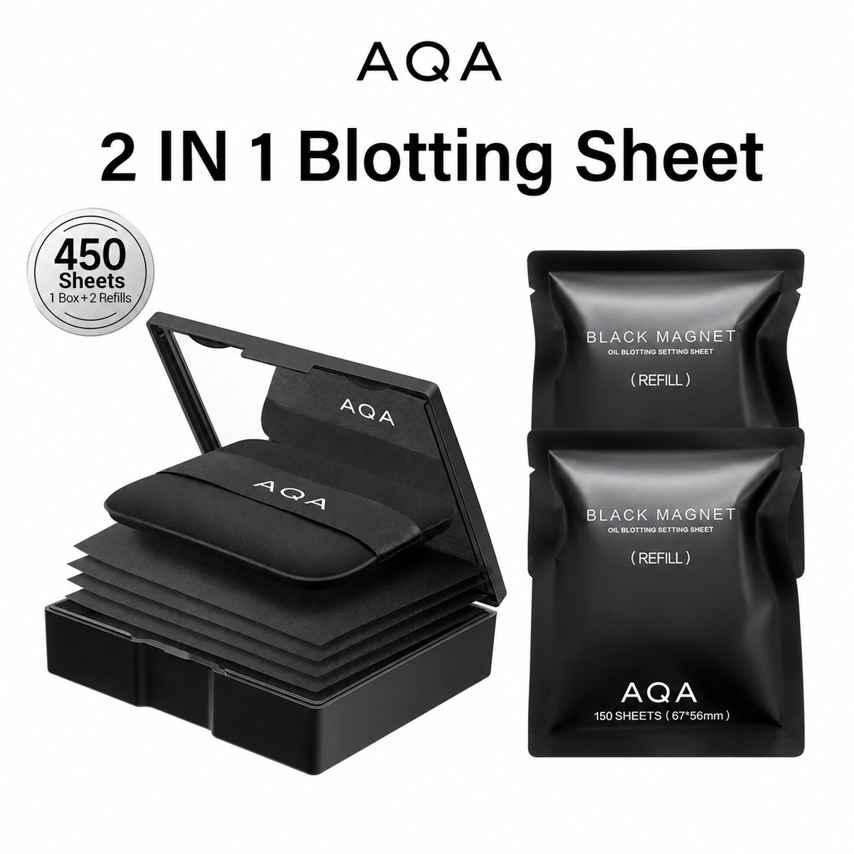 🔥Hot Sale🔥AQA Black Magnet 2-in-1 Oil Blotting