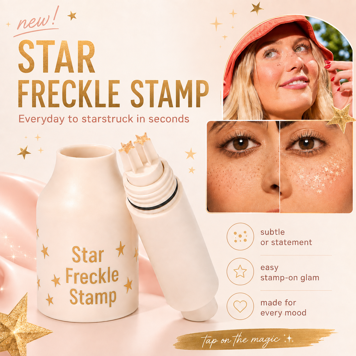 🏆 BEST SELLER -Star freckle stamp - Colored metallic star shaped pen