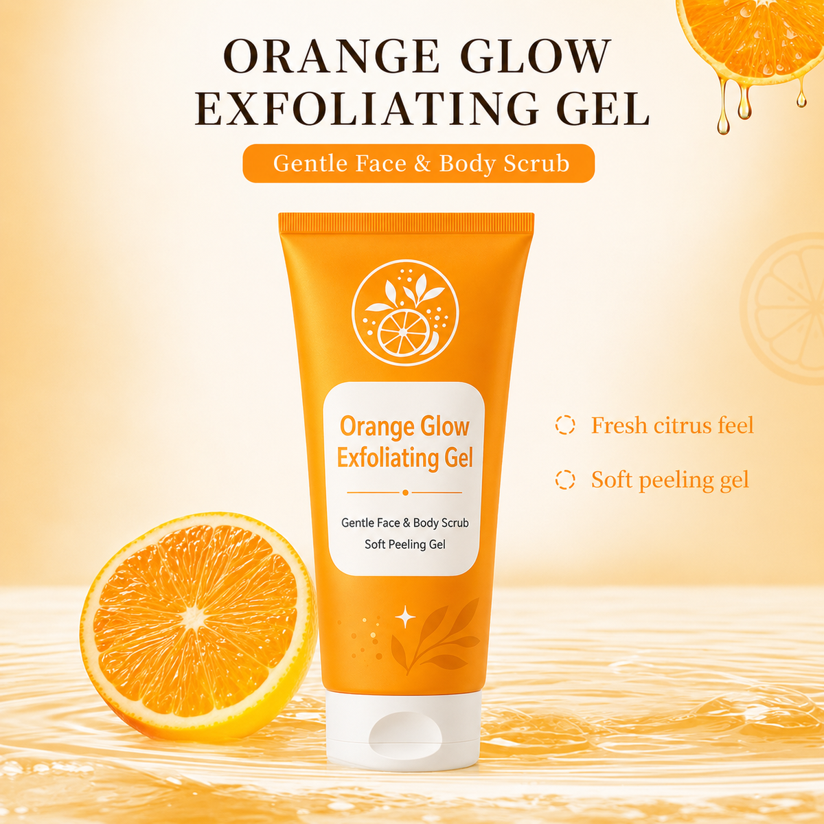 Orange Glow Exfoliating Gel 🍊 Gentle Face & Body Peeling Scrub