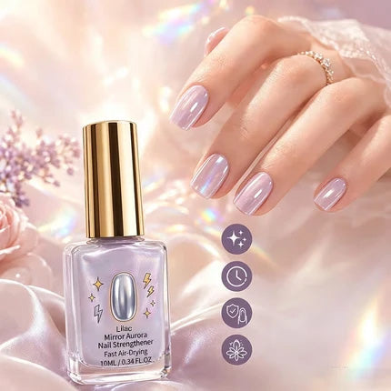 ⏰Lilac Mirror Nail Strengthener – Glossy Aurora Shine & Fast Air-Dry