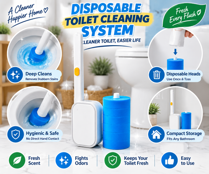 Disposable Toilet Brush Set with Wall-Mounted Holder