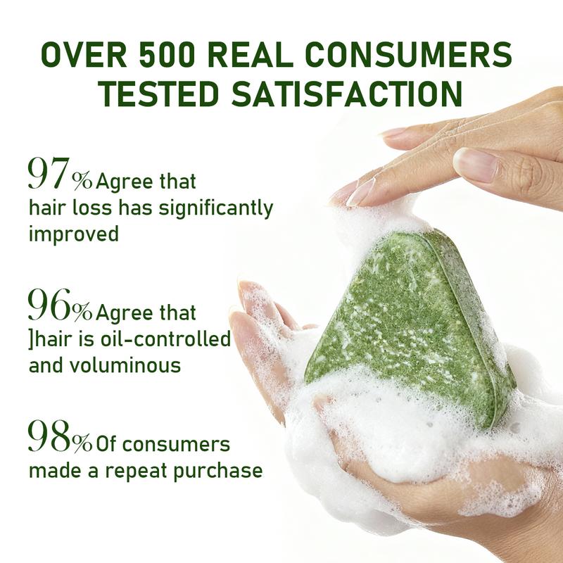 Anti Hair Loss Usman Grass Herbal Shampoo Bar - Polygonum, Ginseng & Tea Tree, Strengthens Roots, Reduces Hair Fall, for Thinning Hair, Sulfate-Free, Herbal Hair Growth Soap