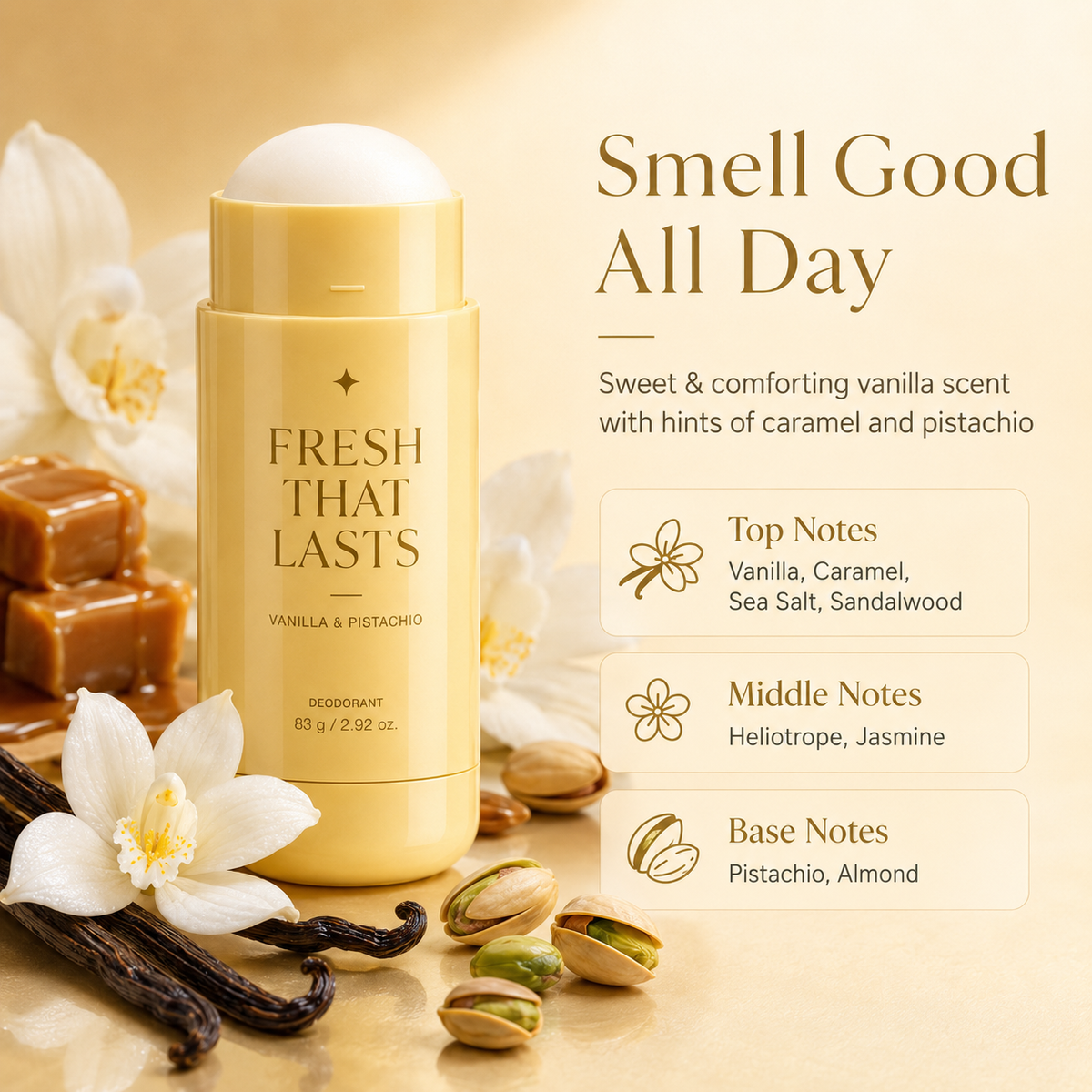 🏆Best Sale🔥Deodorant Vanilla & Pistachio Fresh That Lasts