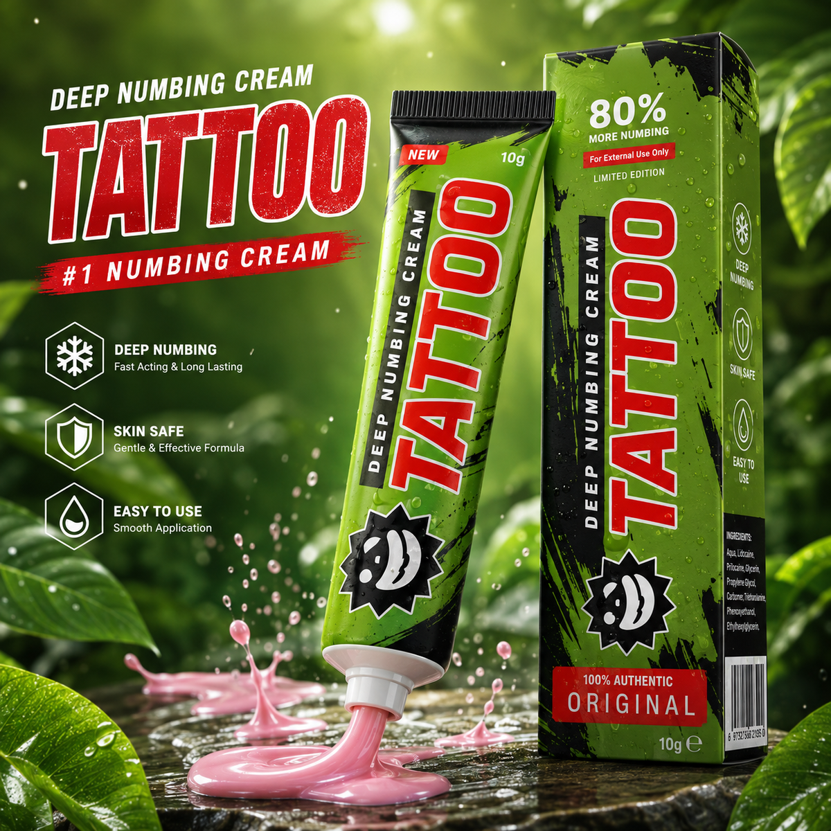Oil-Free Tattoo Numbing CreamGreen 10g