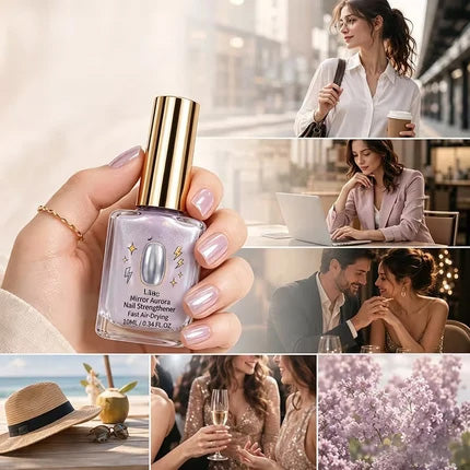 ⏰Lilac Mirror Nail Strengthener – Glossy Aurora Shine & Fast Air-Dry