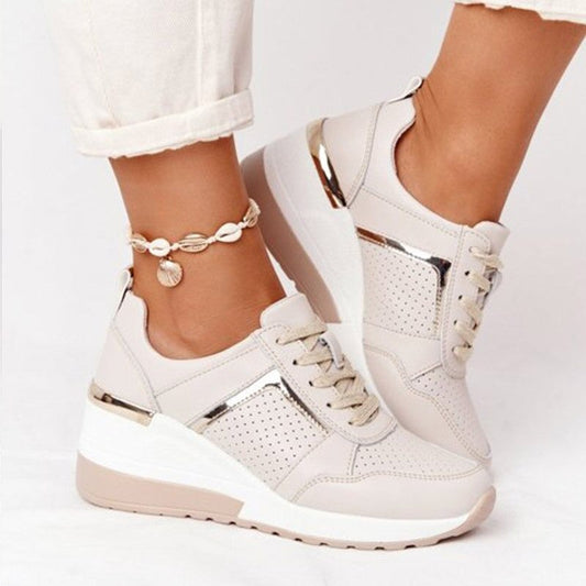 Women's Lace-Up Wedge Sports Vulcanized Casual Comfy Shoes