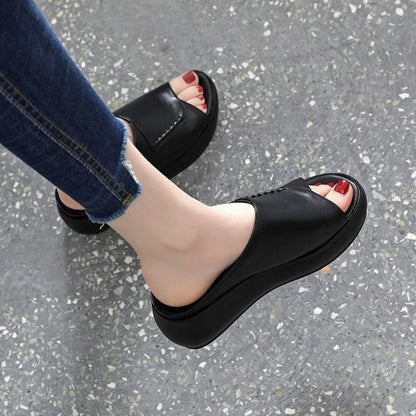 2023 Women's New Thick-Bottomed Fish Mouth Slippers