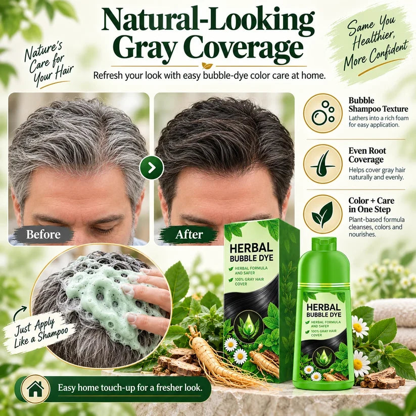 Herbal Bubble Hair Color Shampoo – Easy Gray Coverage at Home
