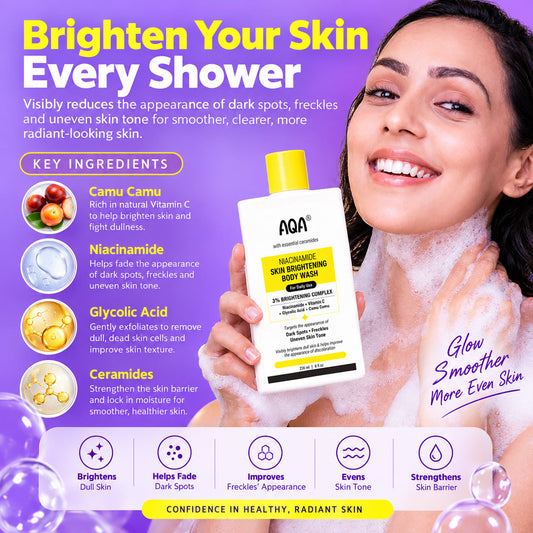Niacinamide Brightening Body Wash with Vitamin C and Glycolic Acid - 8 fl oz | Helps improve skin tone