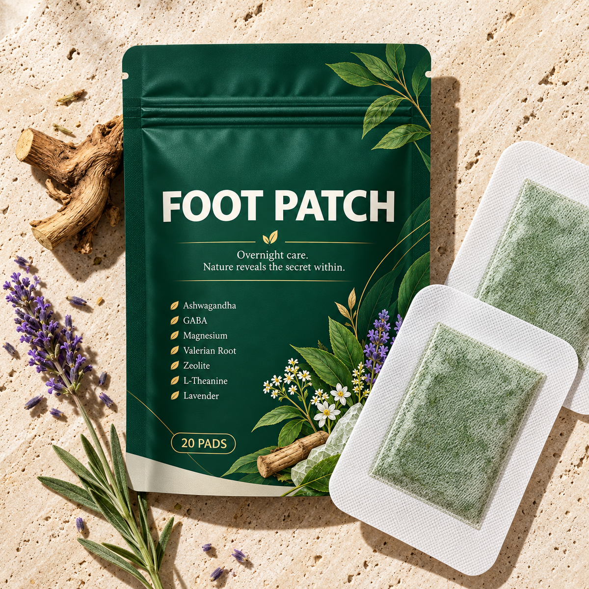 Natural Foot Patch-Promote Relaxation, De-Stress & Sleep Support 8-Hour Beauty Event
