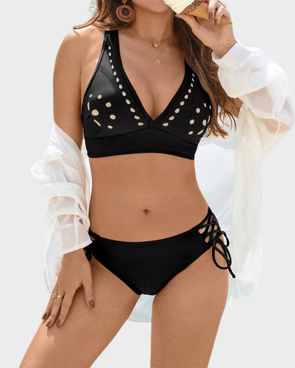 Petal Cutout V-Neck Two-Piece Bikini Set
