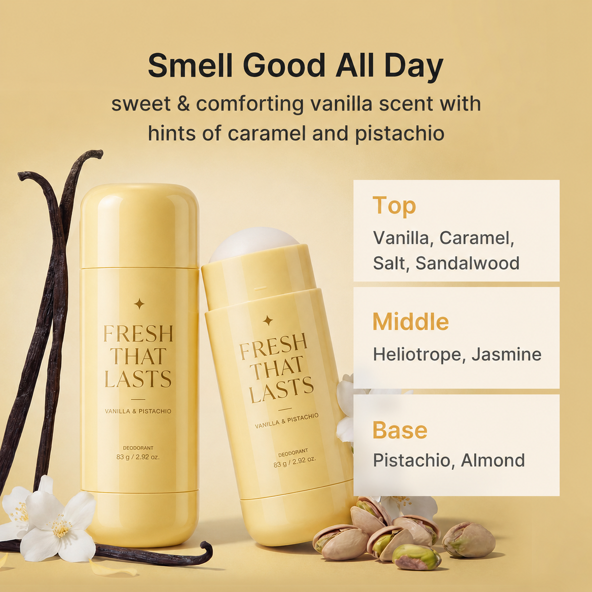 🏆Best Sale🔥Deodorant Vanilla & Pistachio Fresh That Lasts