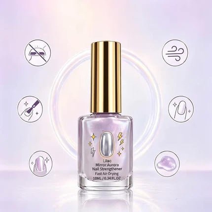 ⏰Lilac Mirror Nail Strengthener – Glossy Aurora Shine & Fast Air-Dry