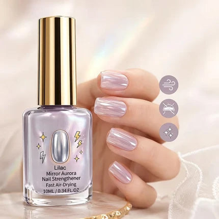 ⏰Lilac Mirror Nail Strengthener – Glossy Aurora Shine & Fast Air-Dry