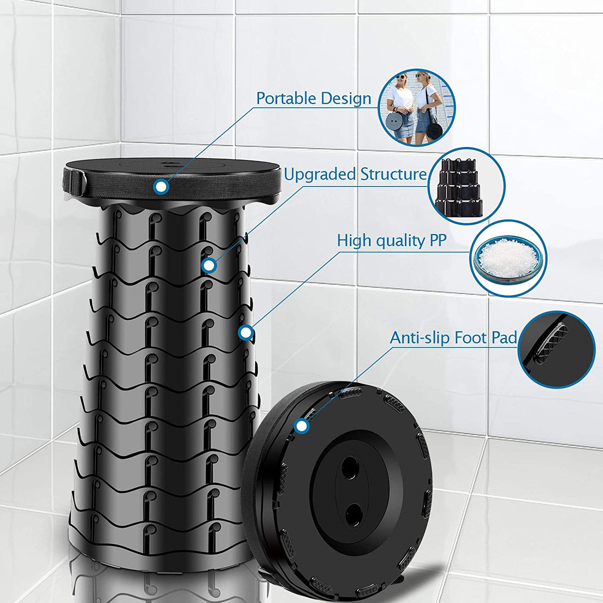 (🎉Mother's Day Hot Sale ) 2023 Upgraded Retractable Folding Stool