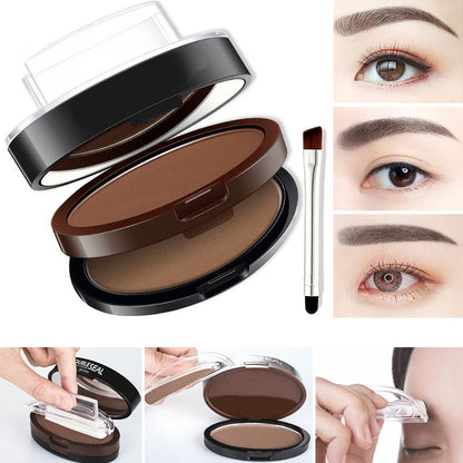 💄Buy 1 Get 1 Free! Almost Gone! 🖌️2-Color Waterproof Eyebrow Stamp Powder Kit, Smudge-Proof Quick Natural Full Brow Makeup with Dual-End Brush