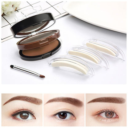 💄Buy 1 Get 1 Free! Almost Gone! 🖌️2-Color Waterproof Eyebrow Stamp Powder Kit, Smudge-Proof Quick Natural Full Brow Makeup with Dual-End Brush