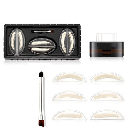 💄Buy 1 Get 1 Free! Almost Gone! 🖌️2-Color Waterproof Eyebrow Stamp Powder Kit, Smudge-Proof Quick Natural Full Brow Makeup with Dual-End Brush