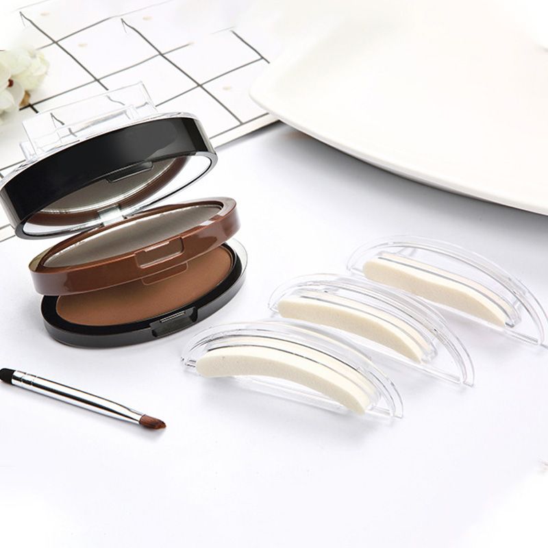💄Buy 1 Get 1 Free! Almost Gone! 🖌️2-Color Waterproof Eyebrow Stamp Powder Kit, Smudge-Proof Quick Natural Full Brow Makeup with Dual-End Brush